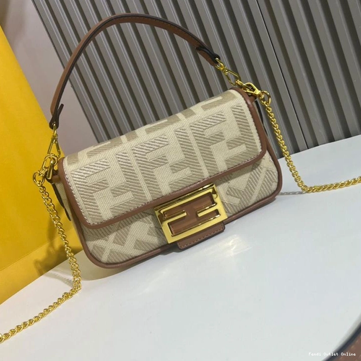 Affordable Baguette In Motif FF Bag Beige Mini Fendi Canvas 0810